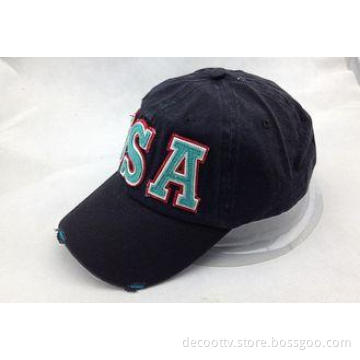 Promotional Black Washed Baseball Cap Boy Summer Sport Velc